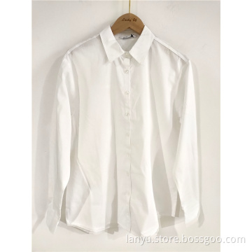 Pure White Shirt With Standing Collar For Ladies